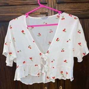Cherry Print Fashion Nova Crop Top, Size XS